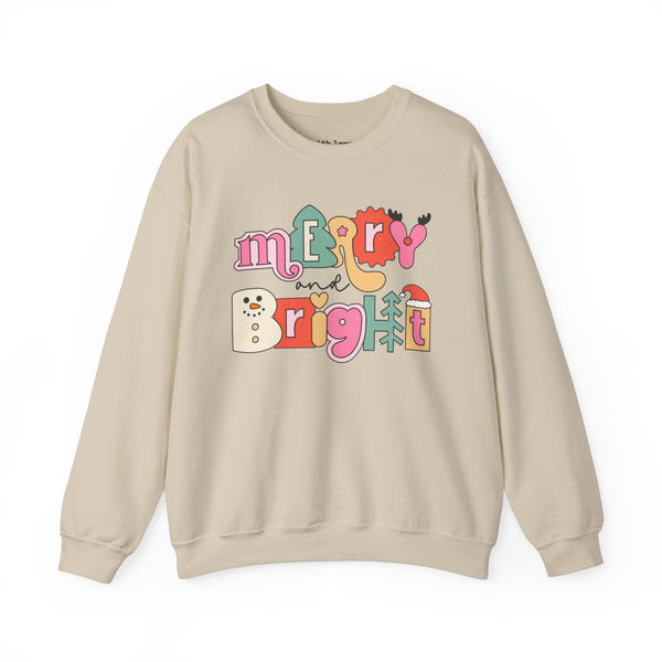 Merry and Bright Retro Christmas Unisex Heavy Blend Crewneck Sweatshirt