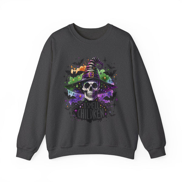 I Smell Children Hocus Pocus Skeleton Witch Unisex Heavy Blend Crewneck Sweatshirt