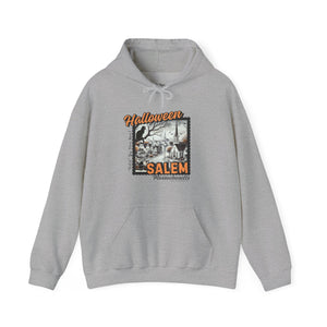 Halloween Salem Massachusetts Postcard Stamp Unisex Heavy Blend Hooded Sweatshirt Hoodie