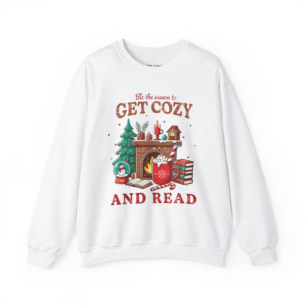 Tis the Season to Get Cozy and Read Christmas Unisex Heavy Blend Crewneck Sweatshirt