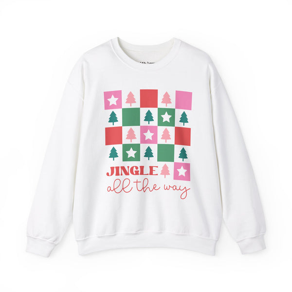 Jingle All the Way Checker Christmas Unisex Heavy Blend Crewneck Sweatshirt