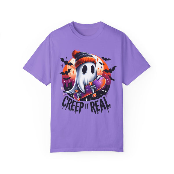 Creep It Real Skating Ghost Halloween Comfort Colors Unisex Garment-Dyed T-shirt