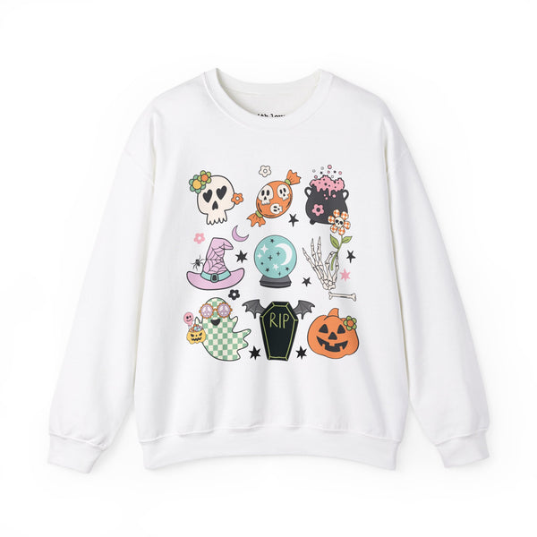 Halloween Things Pumpkin Skull Unisex Heavy Blend Crewneck Sweatshirt