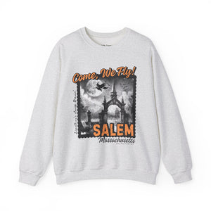 Come, We Fly Salem, Massachusetts Witch Halloween Unisex Heavy Blend Crewneck Sweatshirt