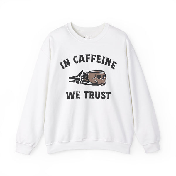 In Caffeine We Trust Skull Coffee Grunge Unisex Heavy Blend Crewneck Sweatshirt