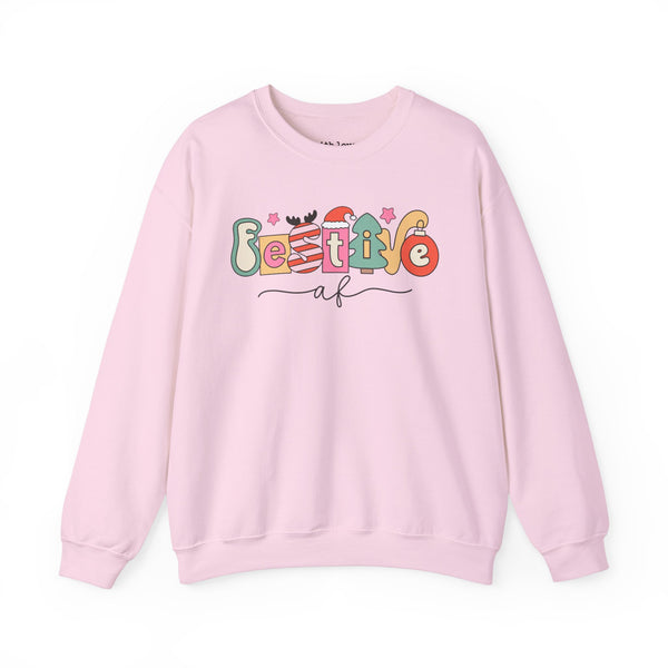 Festive AF Retro Christmas Unisex Heavy Blend Crewneck Sweatshirt