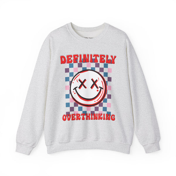 Definitely Overthinking Mental Health Checkered Unisex Heavy Blend Crewneck Sweatshirt