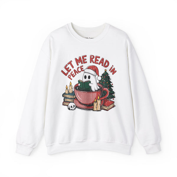 Let Me Read in Peace Christmas Ghost Unisex Heavy Blend Crewneck Sweatshirt