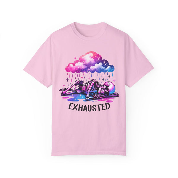 Exhausted Sleepy Skeleton Burnt Out Mental Health Comfort Colors Unisex Garment-Dyed T-shirt