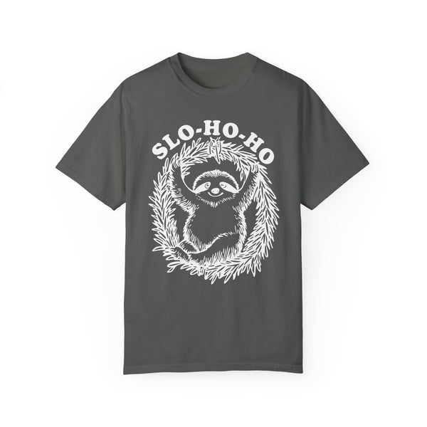 Slo Ho Ho Sloth Christmas Comfort Colors Unisex Garment-Dyed T-shirt