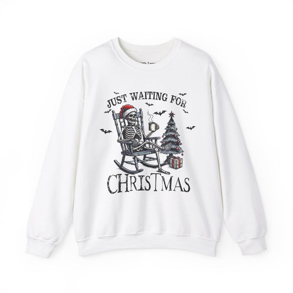 Just Waiting For Christmas Skeleton Unisex Heavy Blend Crewneck Sweatshirt