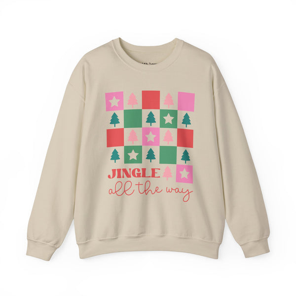 Jingle All the Way Checker Christmas Unisex Heavy Blend Crewneck Sweatshirt