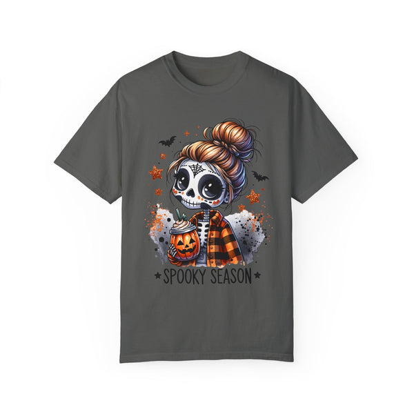 Spooky Season Sugar Skull Pumpkin Spice Halloween Fall Comfort Colors Unisex Garment-Dyed T-shirt