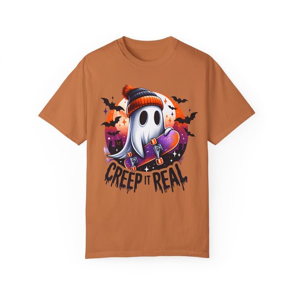 Creep It Real Skating Ghost Halloween Comfort Colors Unisex Garment-Dyed T-shirt