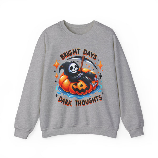 Bright Days, Dark Thoughts Grim Reaper Mental Health Halloween Summer Unisex Heavy Blend Crewneck Sweatshirt