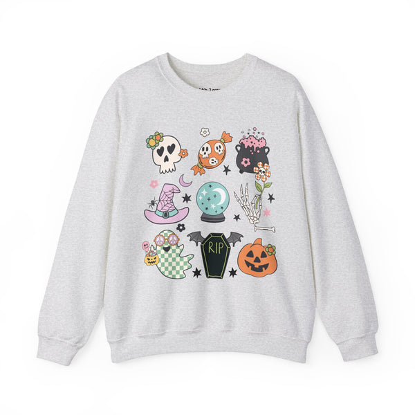 Halloween Things Pumpkin Skull Unisex Heavy Blend Crewneck Sweatshirt