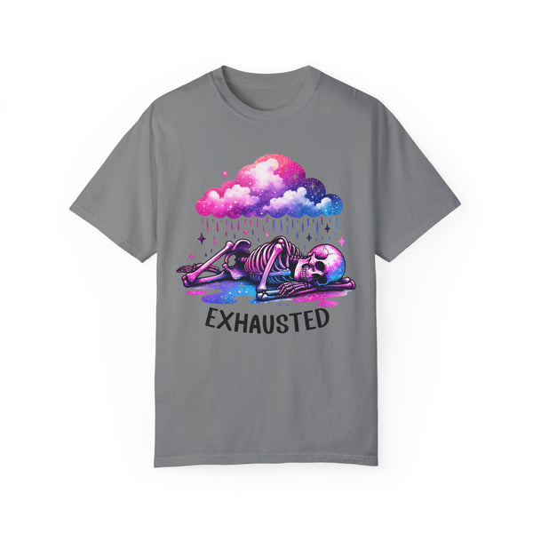 Exhausted Sleepy Skeleton Burnt Out Mental Health Comfort Colors Unisex Garment-Dyed T-shirt