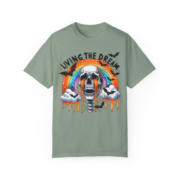 Living the Dream Crying Skeleton Mental Health Halloween Comfort Colors Unisex Garment-Dyed T-shirt