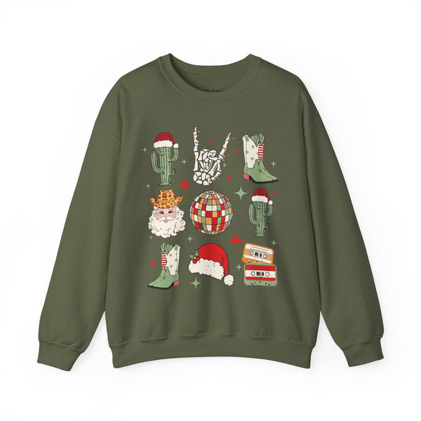 Western Disco Christmas Unisex Heavy Blend Crewneck Sweatshirt