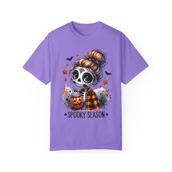 Spooky Season Sugar Skull Pumpkin Spice Halloween Fall Comfort Colors Unisex Garment-Dyed T-shirt