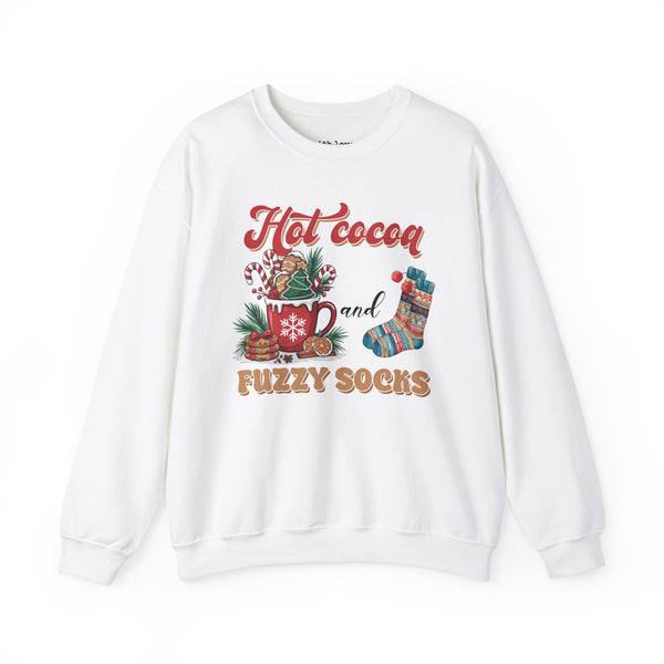 Hot Cocoa and Fuzzy Socks Christmas Unisex Heavy Blend Crewneck Sweatshirt