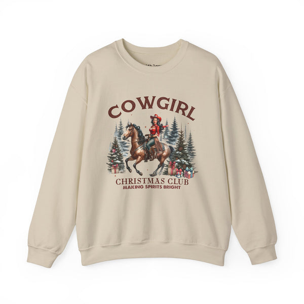 Cowgirl Christmas Club Making Spirits Bright Unisex Heavy Blend Crewneck Sweatshirt