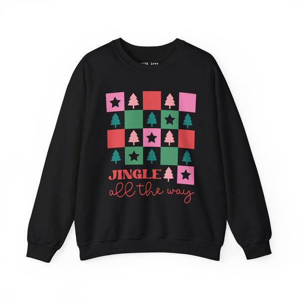 Jingle All the Way Checker Christmas Unisex Heavy Blend Crewneck Sweatshirt