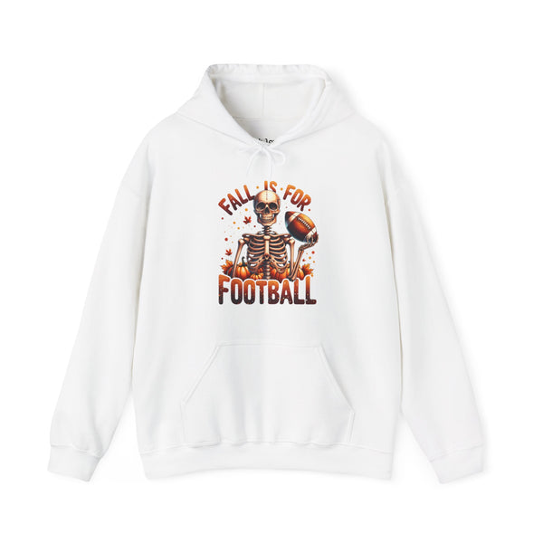 Fall is For Football Skeleton Autumn Leaves Unisex Heavy Blend Hooded Sweatshirt