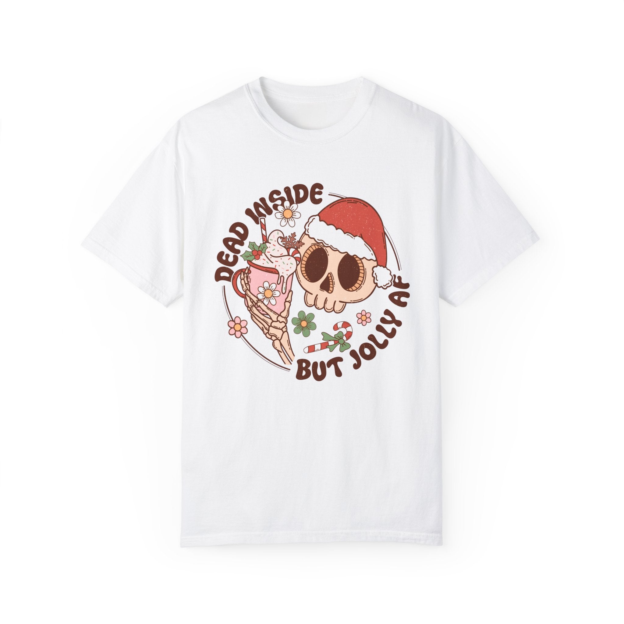 Dead Inside but Jolly AF Skull Christmas Comfort Colors Unisex Garment-Dyed T-shirt