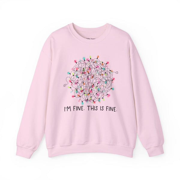 I’m Fine. This is Fine. Christmas Lights Unisex Heavy Blend Crewneck Sweatshirt