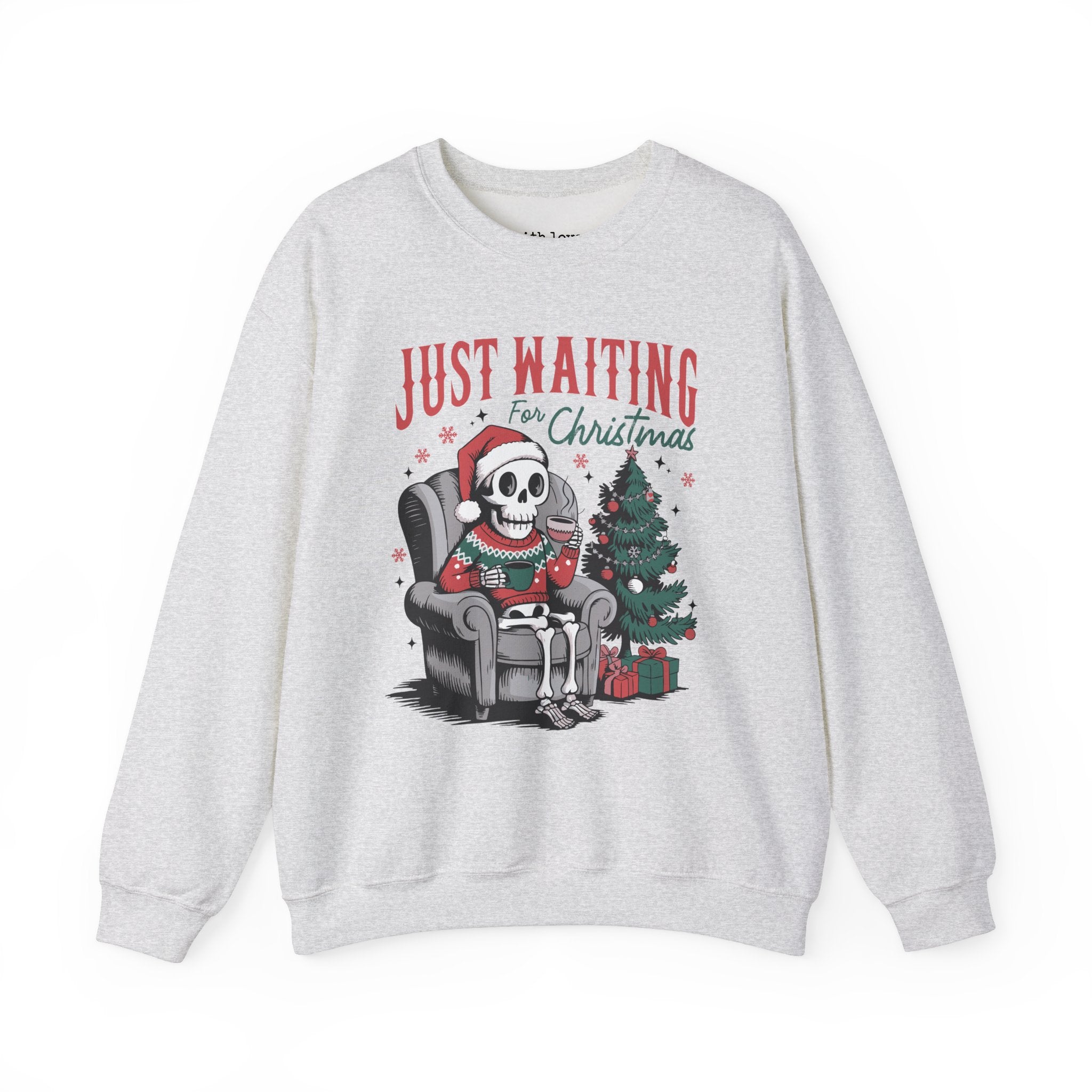 Just Waiting for Christmas Skeleton Unisex Heavy Blend Crewneck Sweatshirt