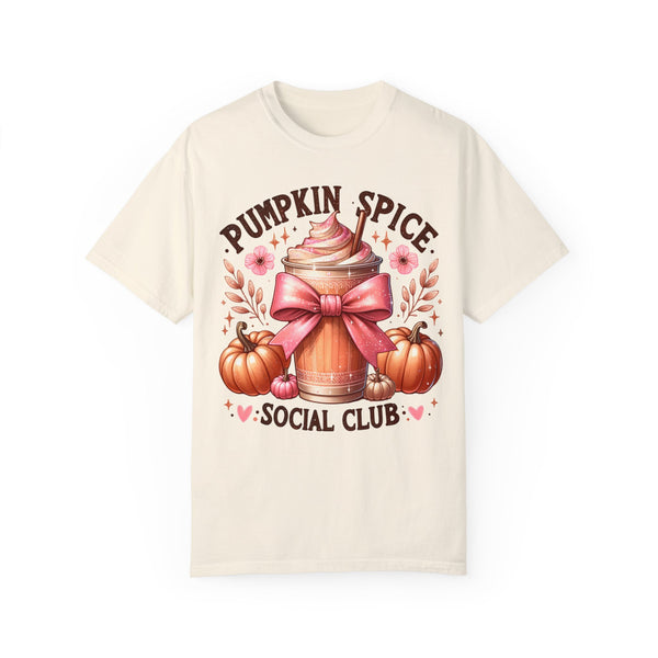 Pumpkin Spice Social Club Coquette Fall Comfort Colors Unisex Garment-Dyed T-shirt