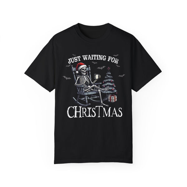 Just Waiting for Christmas Skeleton Comfort Colors Unisex Garment-Dyed T-shirt