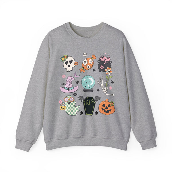 Halloween Things Pumpkin Skull Unisex Heavy Blend Crewneck Sweatshirt