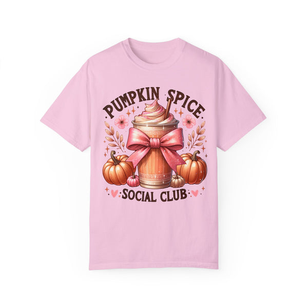 Pumpkin Spice Social Club Coquette Fall Comfort Colors Unisex Garment-Dyed T-shirt