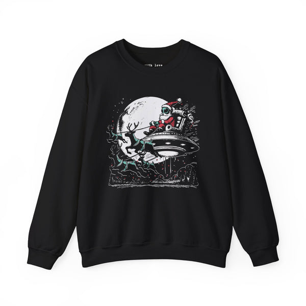 Alien UFO Santa Christmas Unisex Heavy Blend Crewneck Sweatshirt