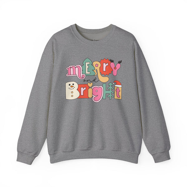 Merry and Bright Retro Christmas Unisex Heavy Blend Crewneck Sweatshirt