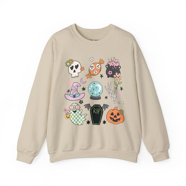 Halloween Things Pumpkin Skull Unisex Heavy Blend Crewneck Sweatshirt