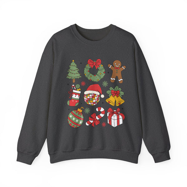 Disco Christmas Things Grid Unisex Heavy Blend Crewneck Sweatshirt