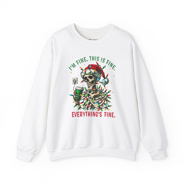 I’m Fine. This is Fine. Everything’s Fine. Christmas Skeleton Unisex Heavy Blend Crewneck Sweatshirt