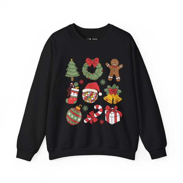 Disco Christmas Things Grid Unisex Heavy Blend Crewneck Sweatshirt