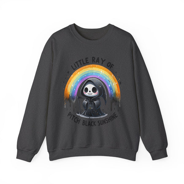 Little Ray of Pitch Black Sunshine Grim Reaper Unisex Heavy Blend Crewneck Sweatshirt