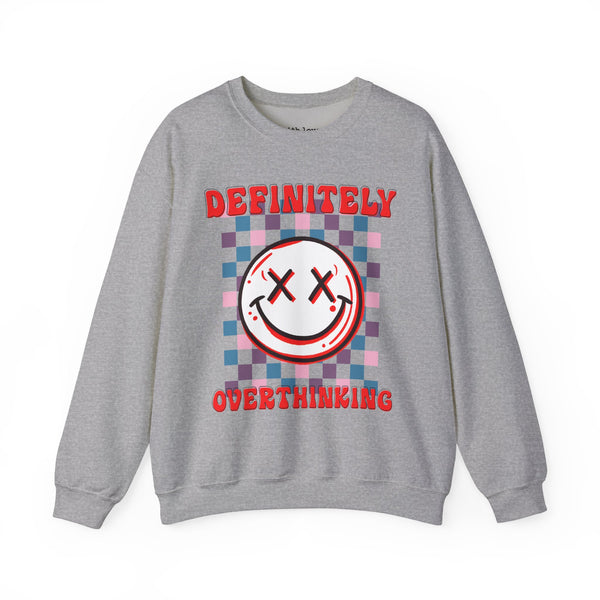 Definitely Overthinking Mental Health Checkered Unisex Heavy Blend Crewneck Sweatshirt