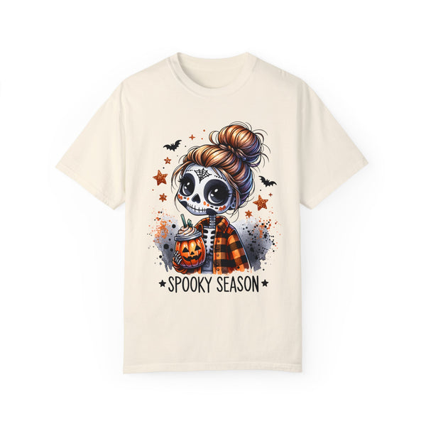 Spooky Season Sugar Skull Pumpkin Spice Halloween Fall Comfort Colors Unisex Garment-Dyed T-shirt