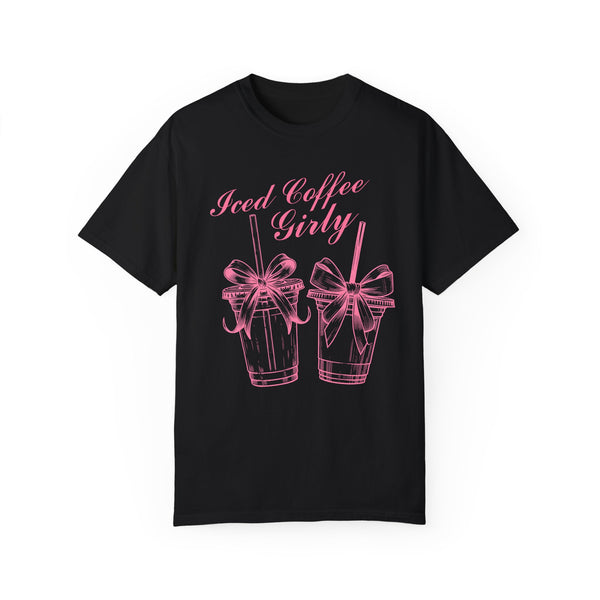 Iced Coffee Girly Coquette Comfort Colors Unisex Garment-Dyed T-shirt