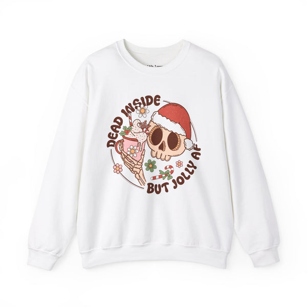 Dead Inside but Jolly AF Skull Christmas Crewneck Sweatshirt