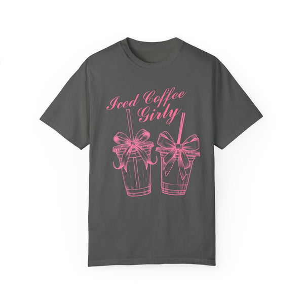 Iced Coffee Girly Coquette Comfort Colors Unisex Garment-Dyed T-shirt