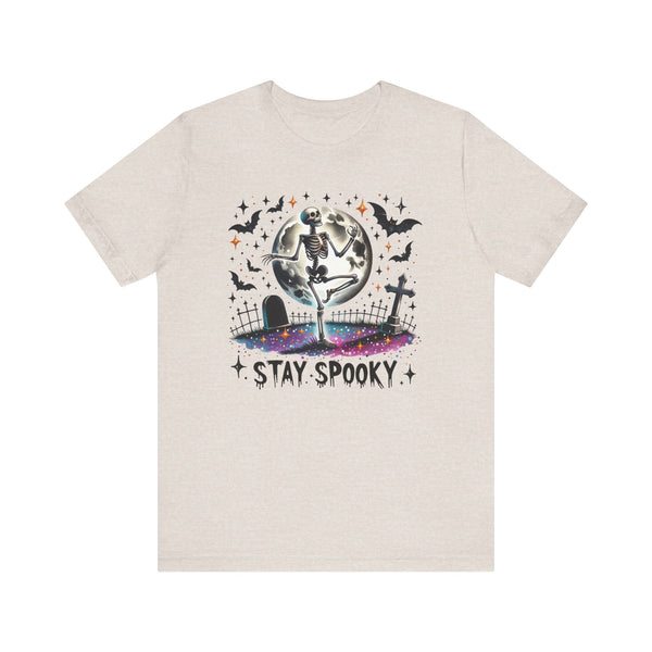 Stay Spooky Skeleton Graveyard Halloween Bella Canvas Unisex Jersey Short Sleeve Tee