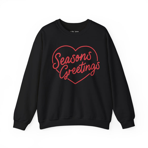 Seasons Greetings Heart Christmas Unisex Heavy Blend Crewneck Sweatshirt