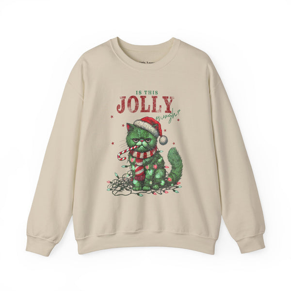 Is This Jolly Enough? Grumpy Christmas Cat Unisex Heavy Blend Crewneck Sweatshirt